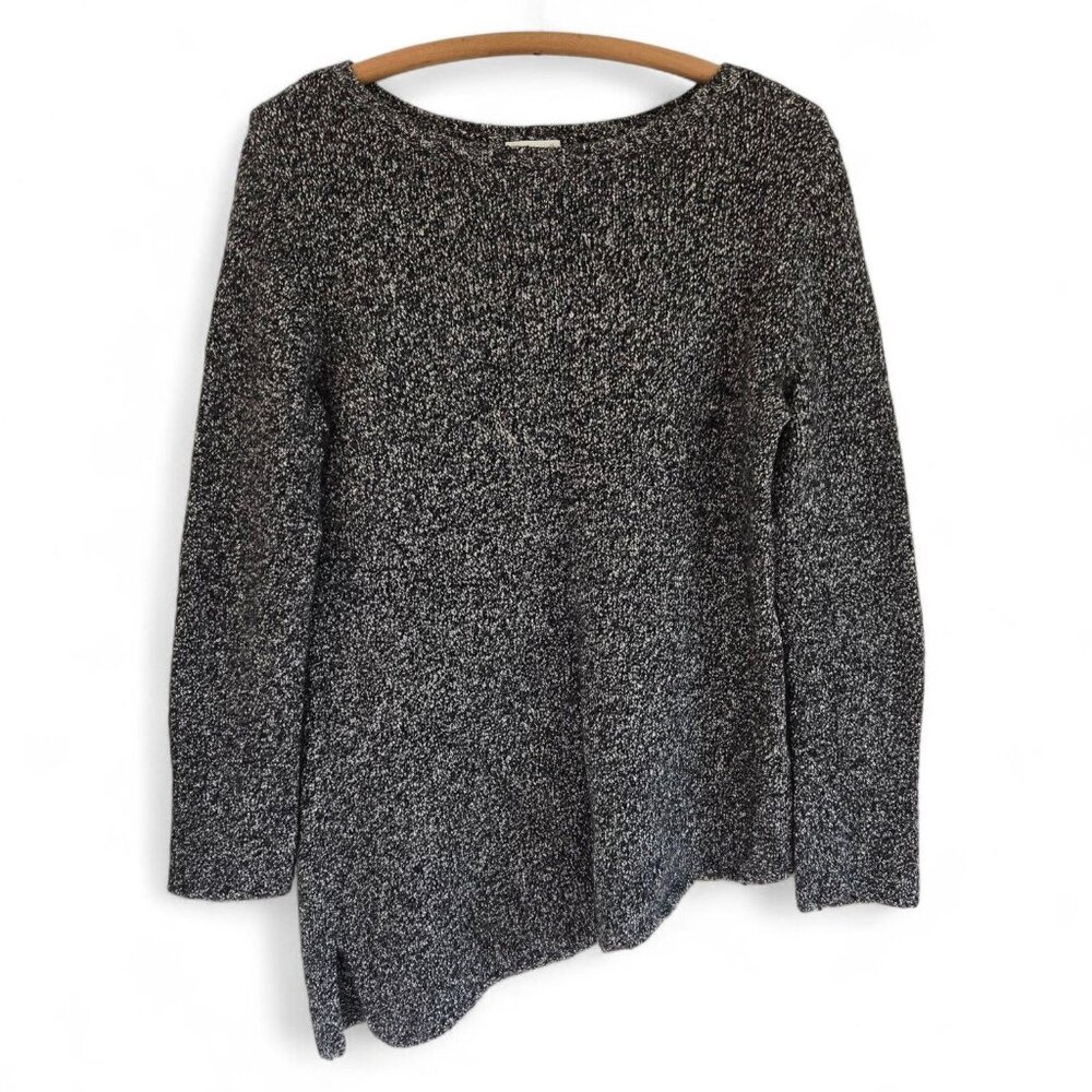 Pure Jill Womens Black & White Knit Asymmetrical Hem Sweater Small
